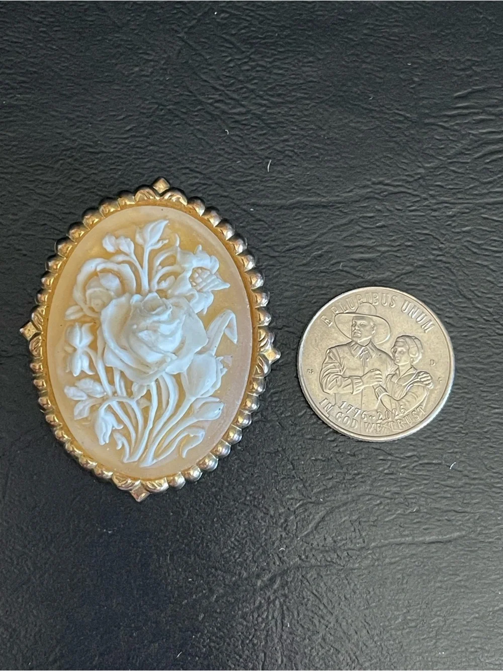 Vintage Floral Cameo scarf clip brooch.